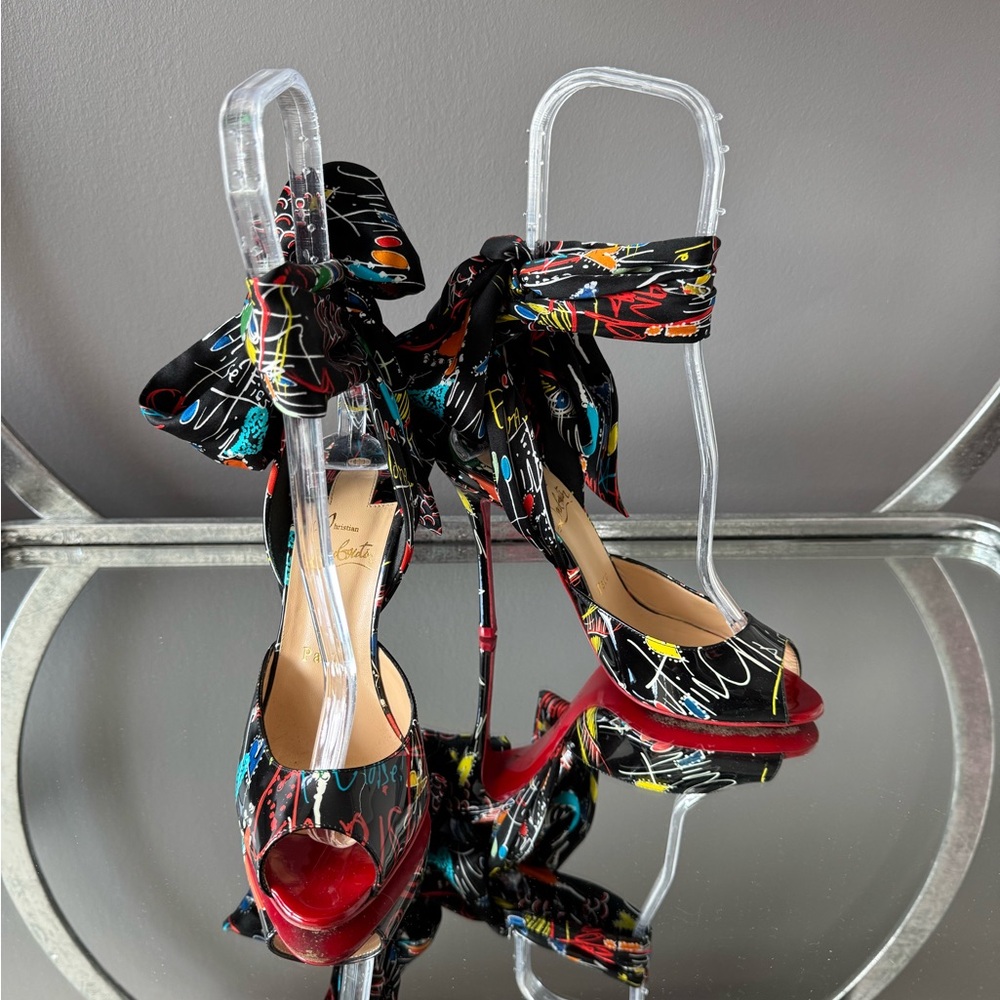 Christian Louboutin Jersey Vamp 100 Patent Loubitag Heels